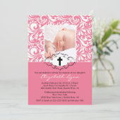 Invitations de baptêmes et de baptêmes Photo Pink (Debout devant)