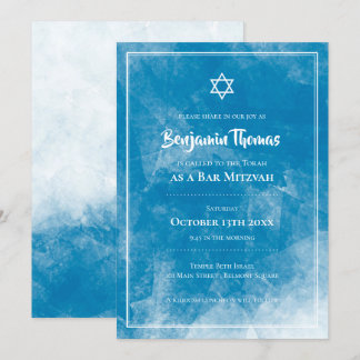 Invitations de Bar Mitzvah | Ombre bleue