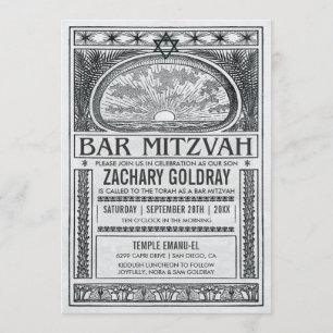 Invitations de Bar Mitzvah Vintage Mystique
