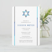 Invitations de bar moderne Mitzvah | Bleu + Turquo (Debout devant)