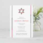Invitations de bar moderne Mitzvah | rouge + noir (Debout devant)