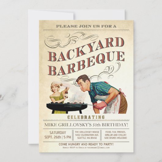 Invitations de barbecue Jardin| Vintage classique  (Devant)