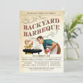 Invitations de barbecue Jardin| Vintage classique  (Debout devant)