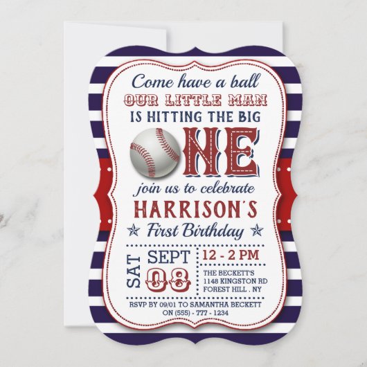 Invitations de base-ball 1er anniversaire (Devant)