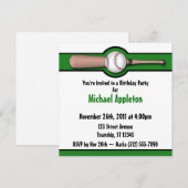 Invitations de base-ball Green Birthday (Devant / Derrière)