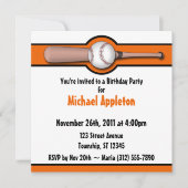 Invitations de base-ball Orange (Devant)