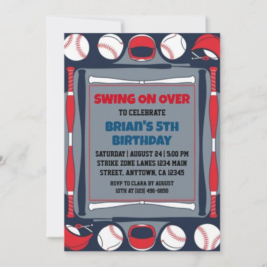 Invitations de base-ball pour enfants sportifs (Devant)