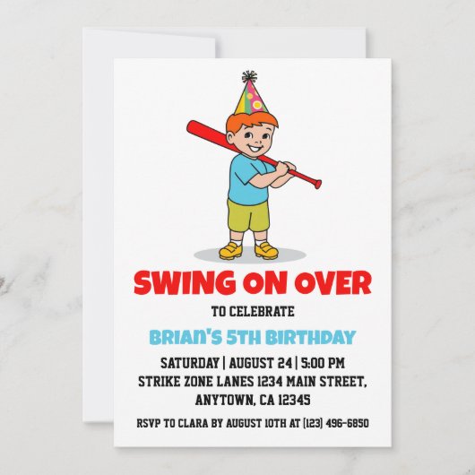 Invitations de base-ball pour enfants sportifs (Devant)