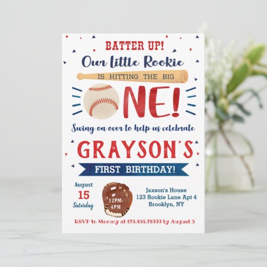 Invitations de base-ball premier anniversaire (Debout devant)