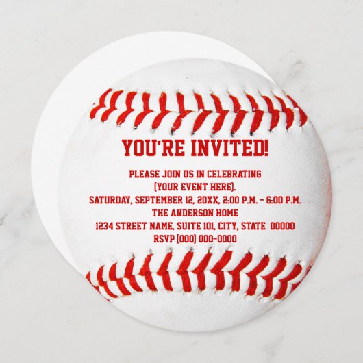 Invitations de baseball (Devant / Derrière)