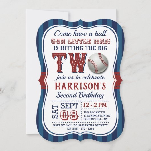 Invitations de baseball 2e anniversaire (Devant)