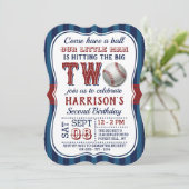 Invitations de baseball 2e anniversaire (Debout devant)