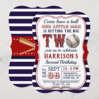 Invitations de baseball 2e anniversaire