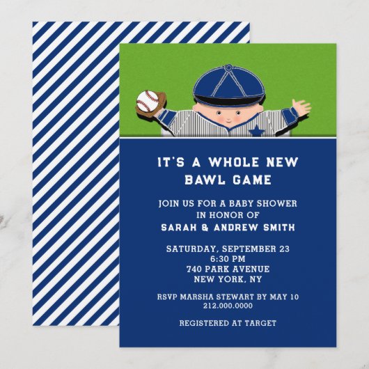 Invitations de baseball Baby Shower (Devant / Derrière)