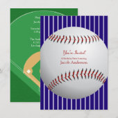 Invitations de baseball (bandes bleues) (Devant / Derrière)