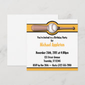 Invitations de baseball Jaune / Gold Anniversaire (Devant / Derrière)