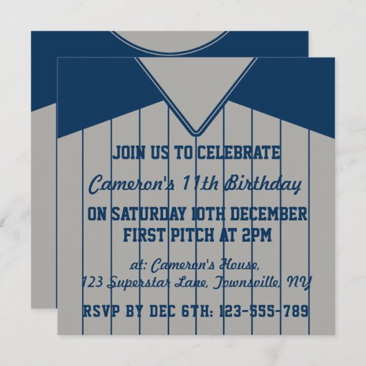 Invitations de baseball Jersey à thème Modèle (Devant / Derrière)