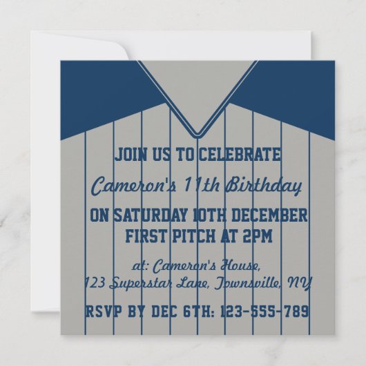 Invitations de baseball Jersey à thème Modèle (Devant)