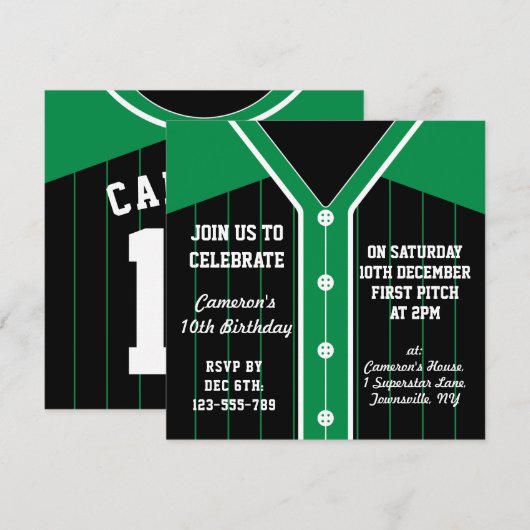 Invitations de baseball Jersey à thème Modèle (Devant / Derrière)