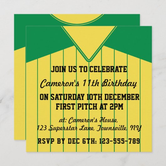 Invitations de baseball Jersey à thème Modèle (Devant / Derrière)