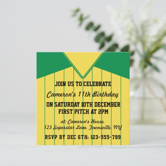 Invitations de baseball Jersey à thème Modèle (Debout devant)