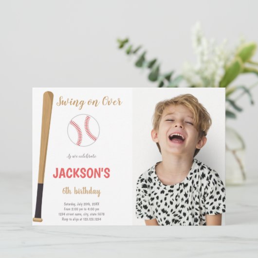 Invitations de Baseballs avec photo (Debout devant)