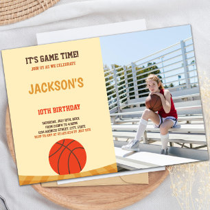 Invitations de basket-ball Brown jaune avec photo