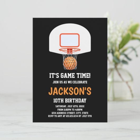 Invitations de basket-ball noir (Debout devant)