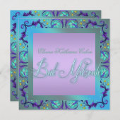 Invitations de Bat mitzvah bleu turquoise (Devant / Derrière)