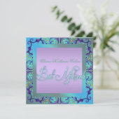 Invitations de Bat mitzvah bleu turquoise (Debout devant)