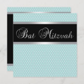Invitations de Bat mitzvah bleu turquoise (Devant / Derrière)