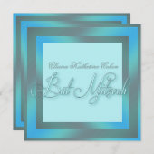 Invitations de Bat mitzvah bleu turquoise (Devant / Derrière)