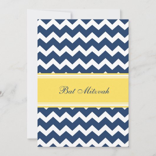Invitations de Bat mitzvah Citron Blue Chevron (Devant)