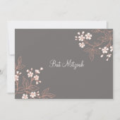 Invitations de Bat mitzvah Coral Grey Damask (Devant)