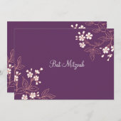 Invitations de Bat mitzvah Coral Plum Damask (Devant / Derrière)