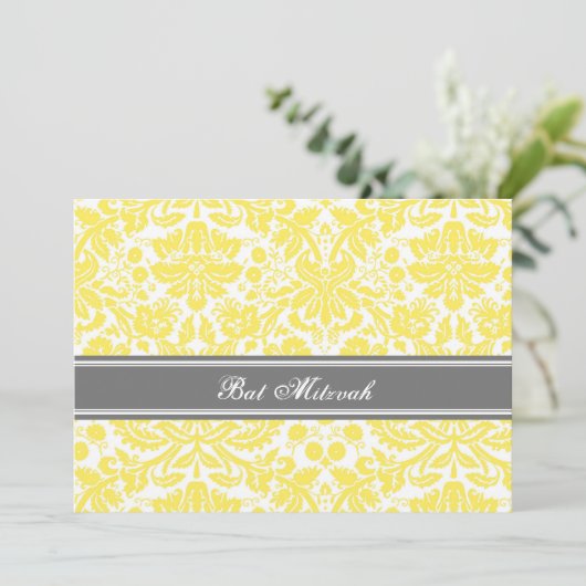 Invitations de Bat mitzvah Damas gris citron (Debout devant)