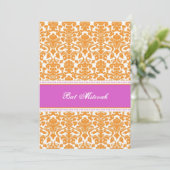 Invitations de Bat mitzvah Damask Roses Hot (Debout devant)