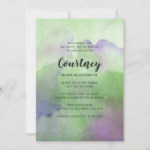Invitations de Bat mitzvah d'aquarelle vert pourpr (Devant)