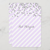 Invitations de Bat mitzvah de bandes argentées (Devant / Derrière)
