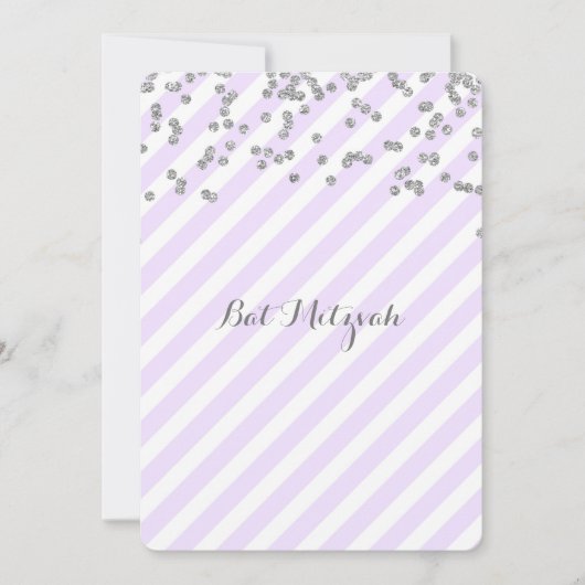 Invitations de Bat mitzvah de bandes argentées (Devant)