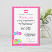 Invitations de Bat mitzvah de bonbons roses (Debout devant)