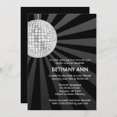 Invitations de Bat mitzvah de boules Disco Argent (Devant / Derrière)