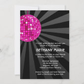 Invitations de Bat mitzvah de boules Disco Rose (Devant)