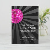 Invitations de Bat mitzvah de boules Disco Rose (Debout devant)