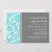 Invitations de Bat mitzvah de Damas gris d'Aqua (Dos)