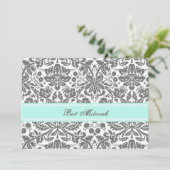 Invitations de Bat mitzvah de Damas gris d'Aqua (Debout devant)