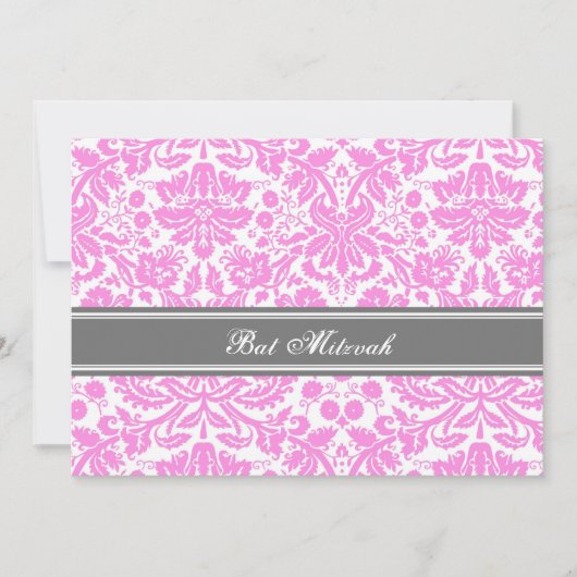 Invitations de Bat mitzvah de Damas gris rose (Devant)