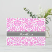 Invitations de Bat mitzvah de Damas gris rose (Debout devant)