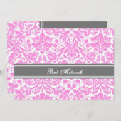 Invitations de Bat mitzvah de Damas gris rose (Devant / Derrière)