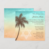 Invitations de Bat mitzvah de palmiers de plage tr (Devant / Derrière)
